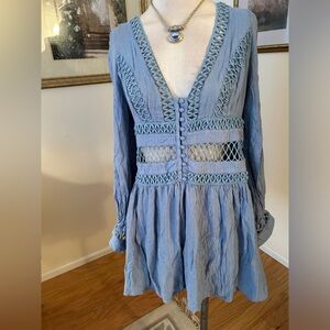 Free People excellent condition blue mini dress size 10